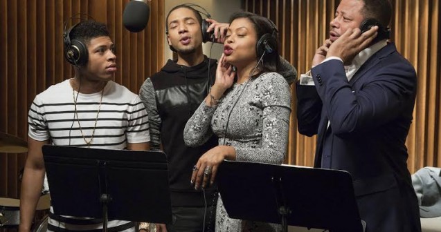 EMPIRE: The Lyon family comes together to record a legacy album in the "The Lyon's Roar" episode of EMPIRE airing Wednesday, Feb. 25 (9:01-10:00 PM ET/PT) on FOX. Pictured L-R: Bryshere Gray, Jussie Smollett, Taraji P. Henson and Terrence Howard. ©2015 Fox Broadcasting Co CR: Chuck Hodes/FOX